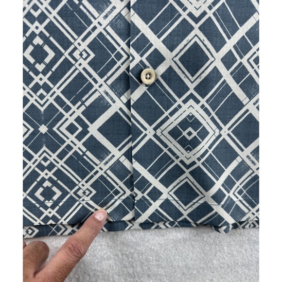 Tommy Bahama Mens Sz XXL Shirt 100% Silk Art Deco Retro Camp Shirt Antique Blue - Picture 8 of 16